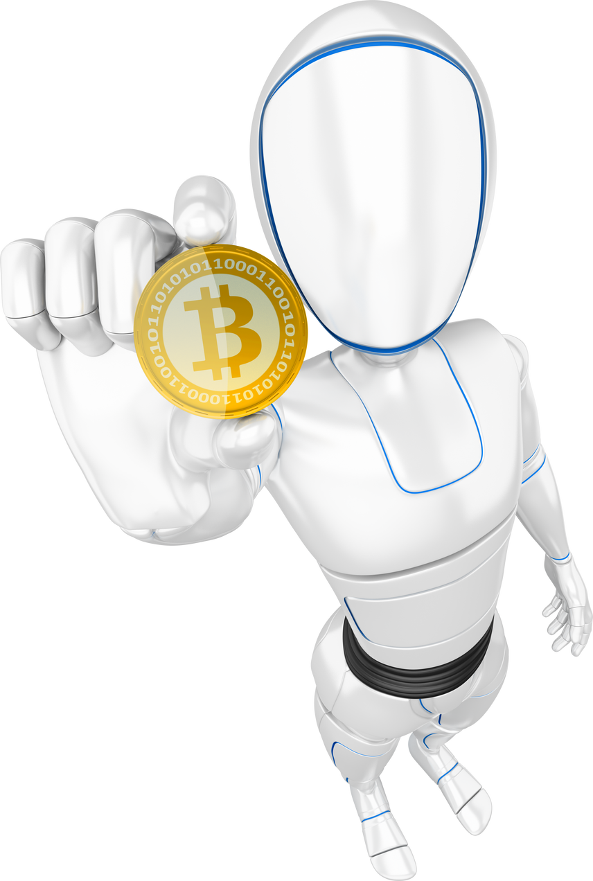 3D Humanoid Robot Mining a Cryptocurrency Bitcoin